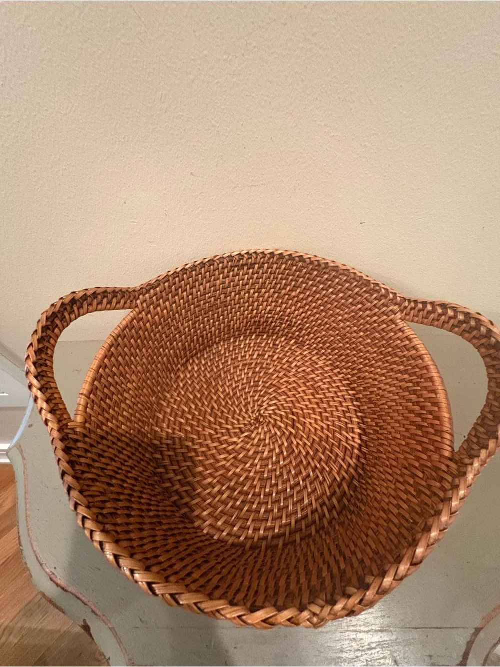 Crate&Barrel 9 1/2 X 4 Artesia Honey Rattan Bread Basket